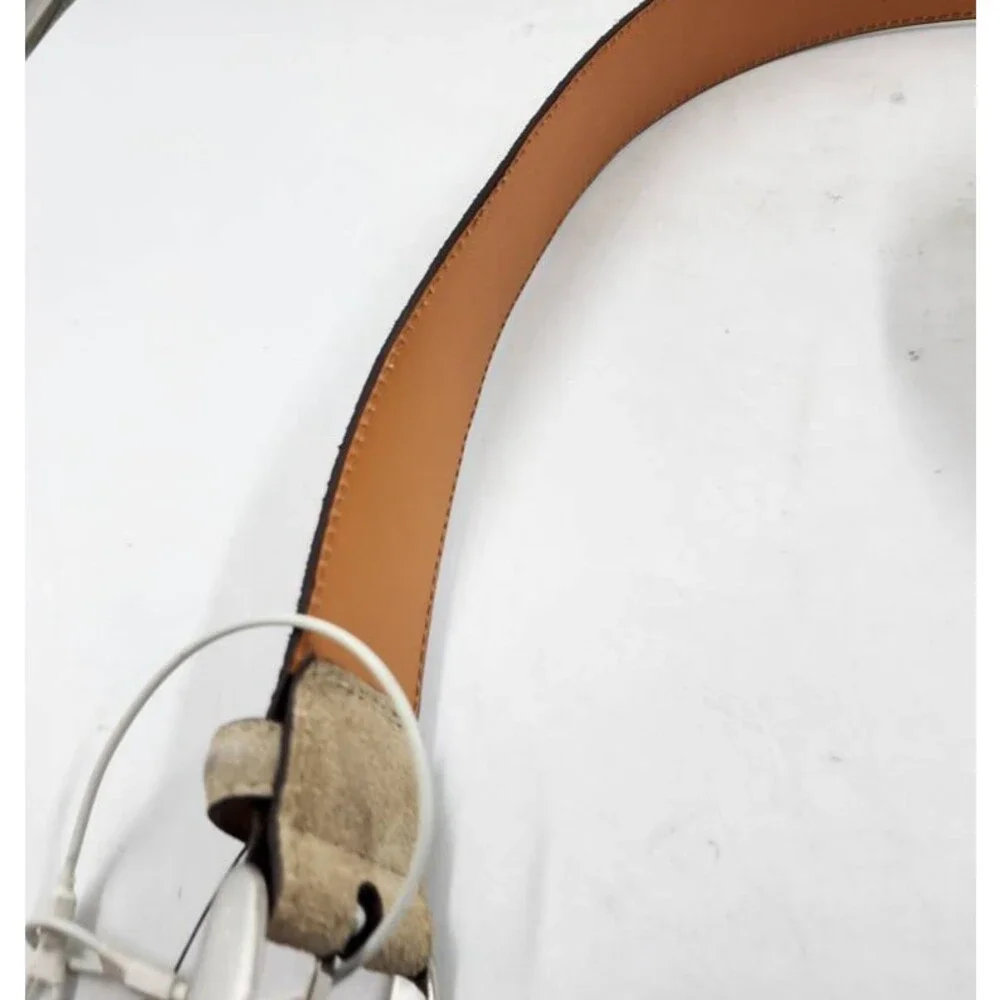 Magnanni Telante Suede & Leather Belt Men's 42 Taupe Nickel-Tone Square Buckle